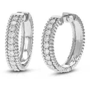 1 cttw Round Lab Grown Diamond Hoop Earrings .925 Sterling Silver Prong Set 1 Inch