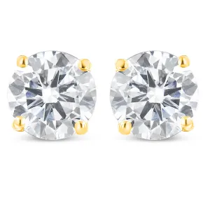 10K Yellow Gold 1.00 Cttw Round Brilliant-Cut Diamond Classic 4-Prong Stud Earrings with Screw Backs