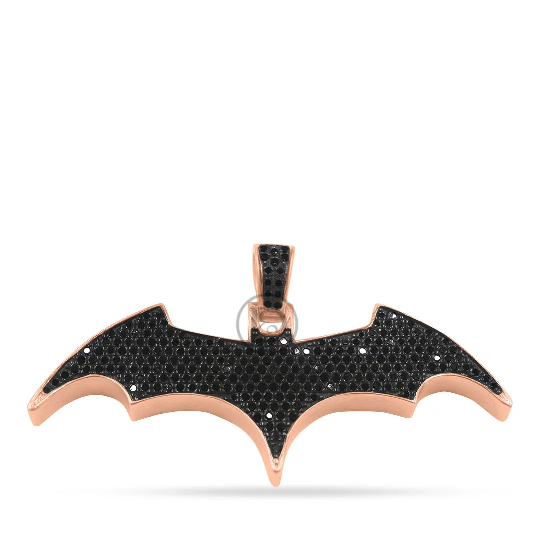 10K Yellow Gold Bat Pendant With 1.20CT Black Diamonds