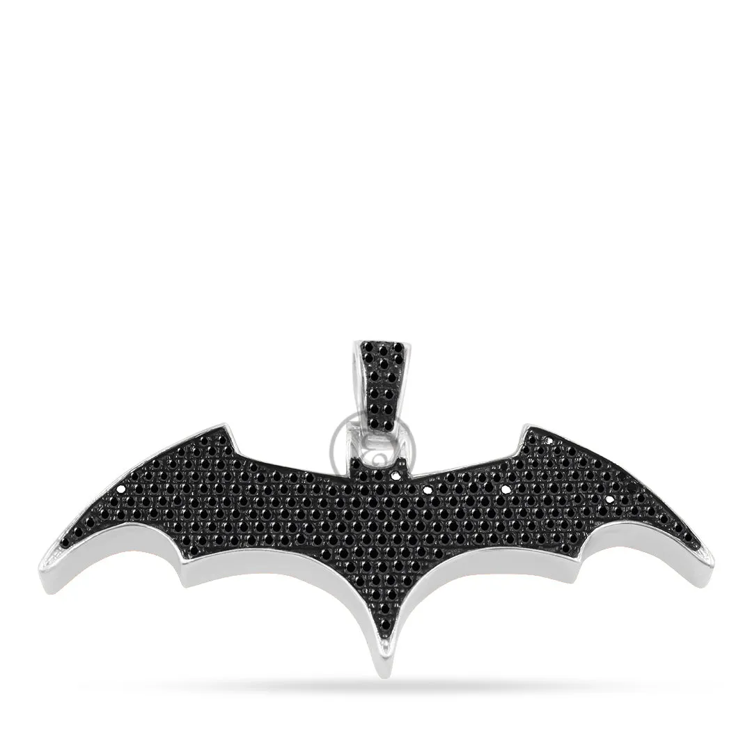 10K Yellow Gold Bat Pendant With 1.20CT Black Diamonds