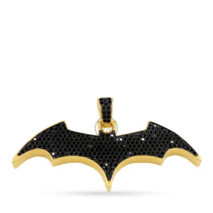 10K Yellow Gold Bat Pendant With 1.20CT Black Diamonds