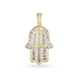 10k Yellow Gold Hamza Pendant With 2.69CT Diamonds