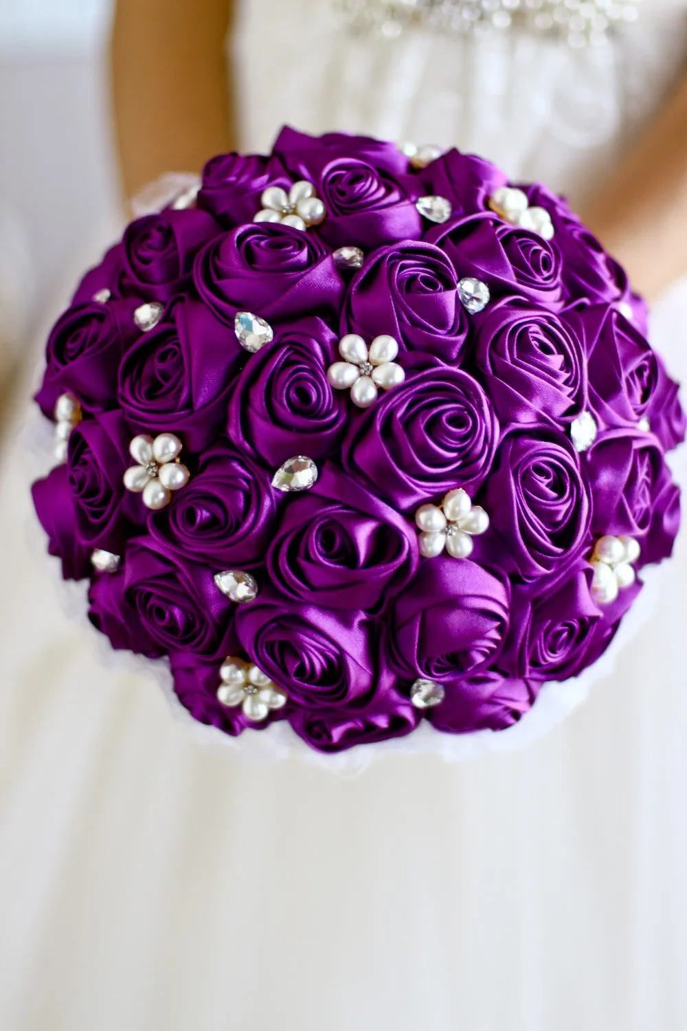 10pcs Satin Rose Brooch Bouquet PACK- 096