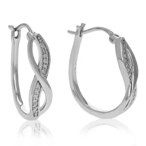 1/10 cttw Round Cut Lab Grown Diamond Hoop Earrings in .925 Sterling Silver Prong Set 3/4 Inch