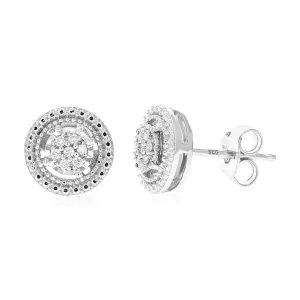 1/12 cttw Round Lab Grown Diamond Studs Earrings .925 Sterling Silver Prong Set 1/2 Inch