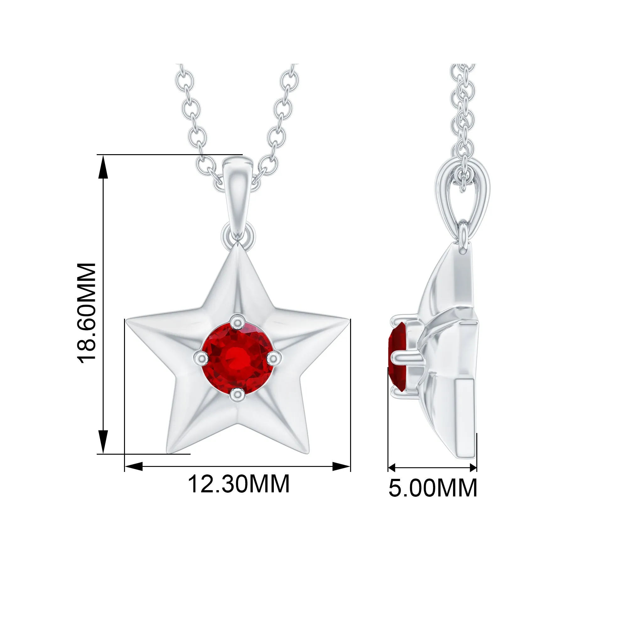 1/4 CT Lab Created Ruby and Gold Star Pendant Necklace