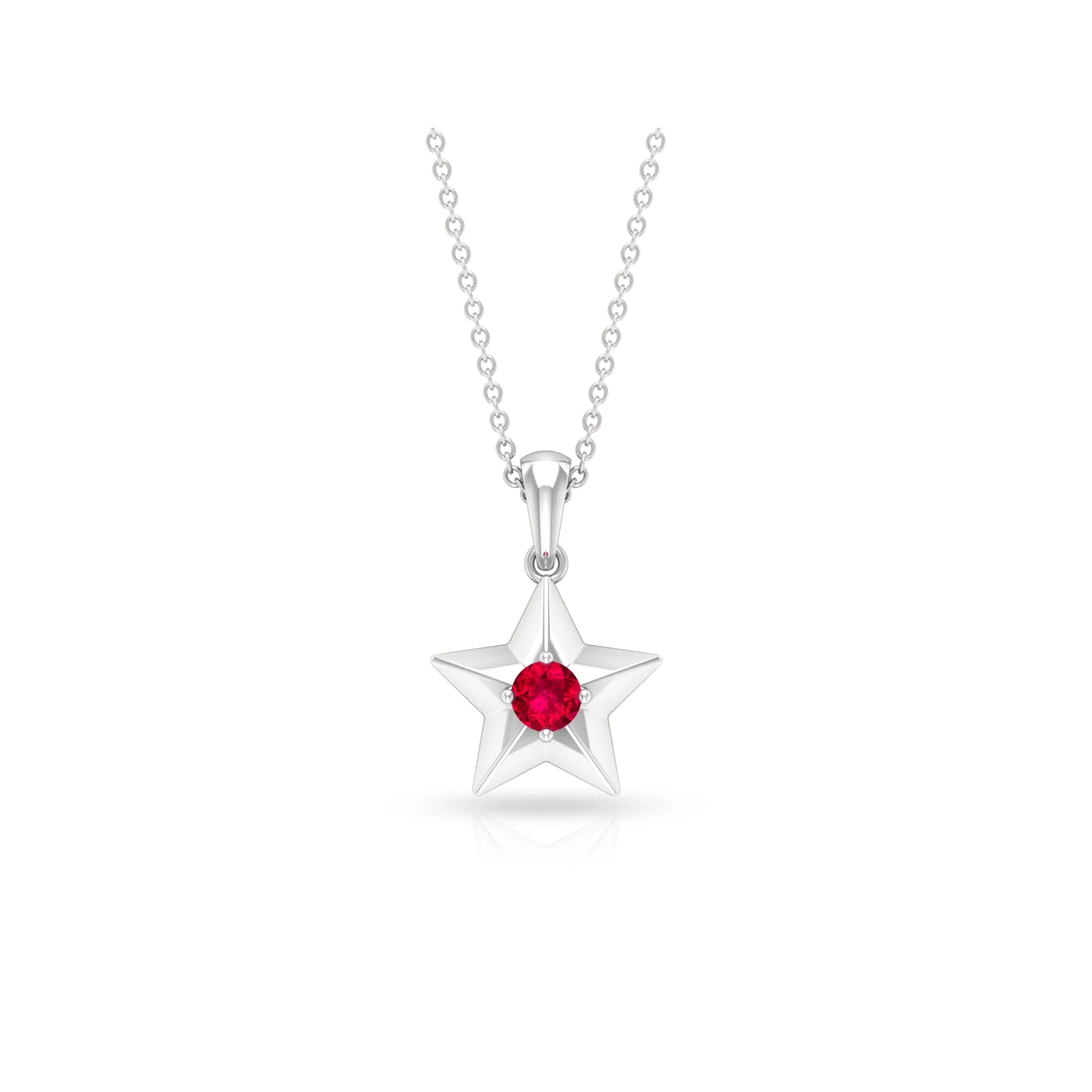 1/4 CT Lab Created Ruby and Gold Star Pendant Necklace