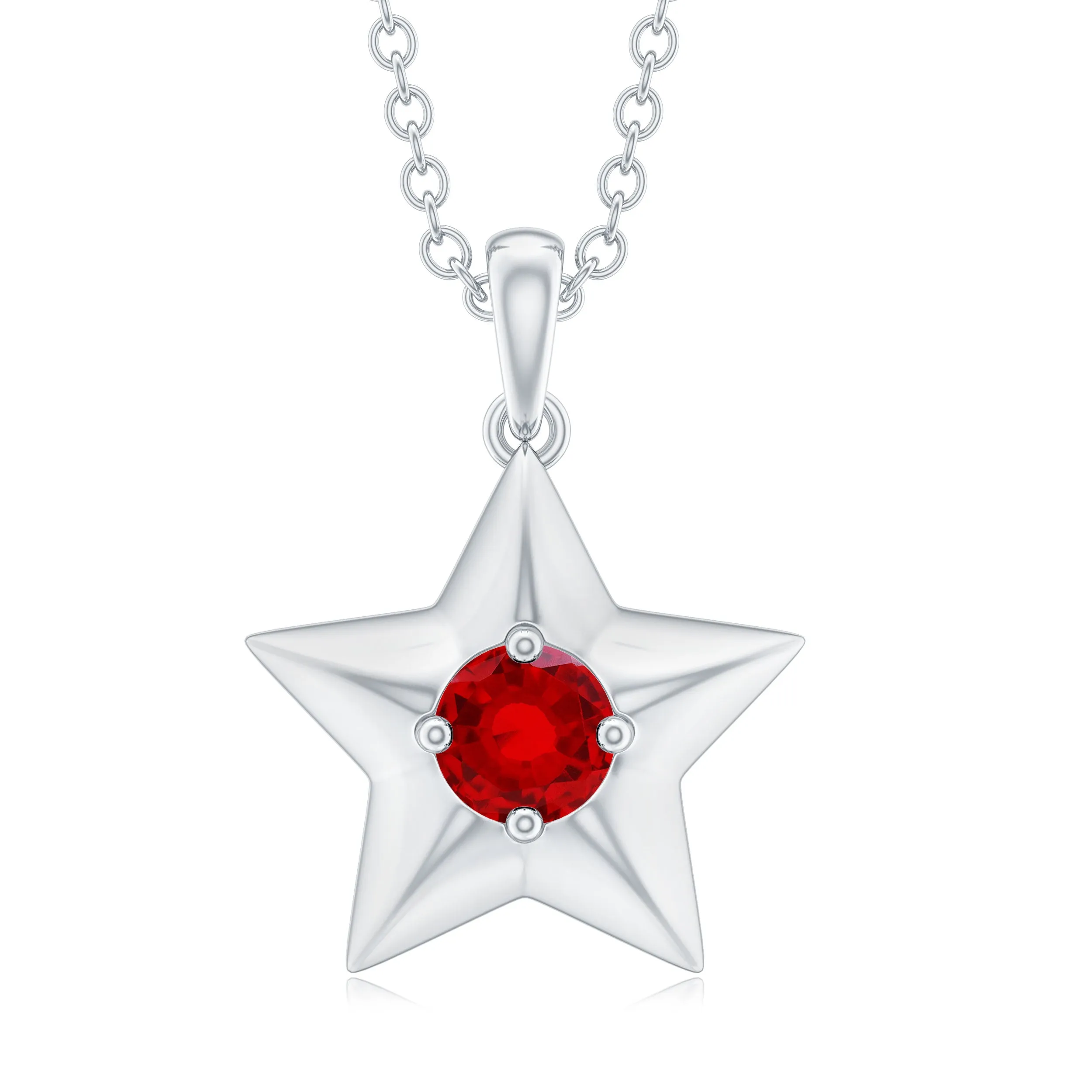 1/4 CT Lab Created Ruby and Gold Star Pendant Necklace