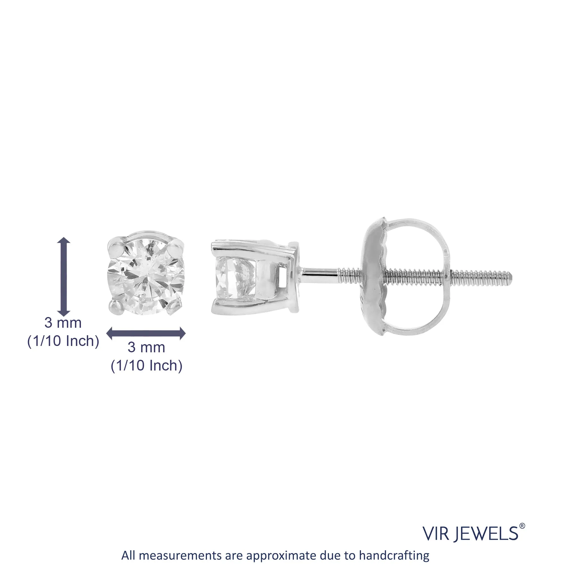 1/4 cttw SI1-SI2 Clarity AGS Certified Diamond Stud Earrings 14K White Gold