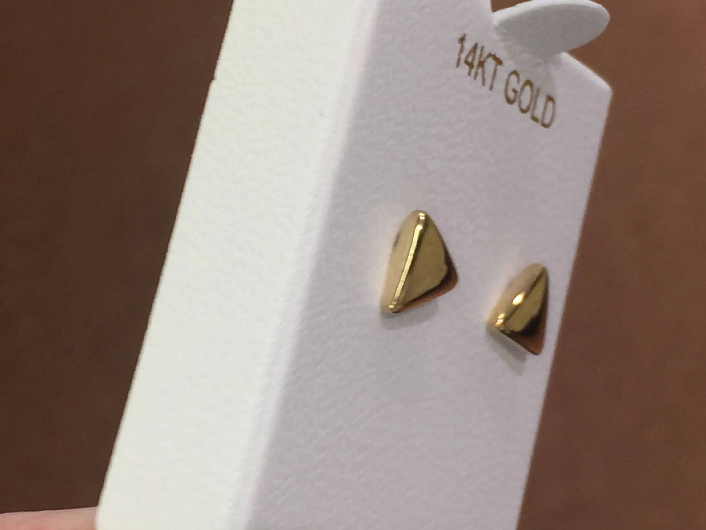 14 K Yellow Gold Triangle Stud Earrings