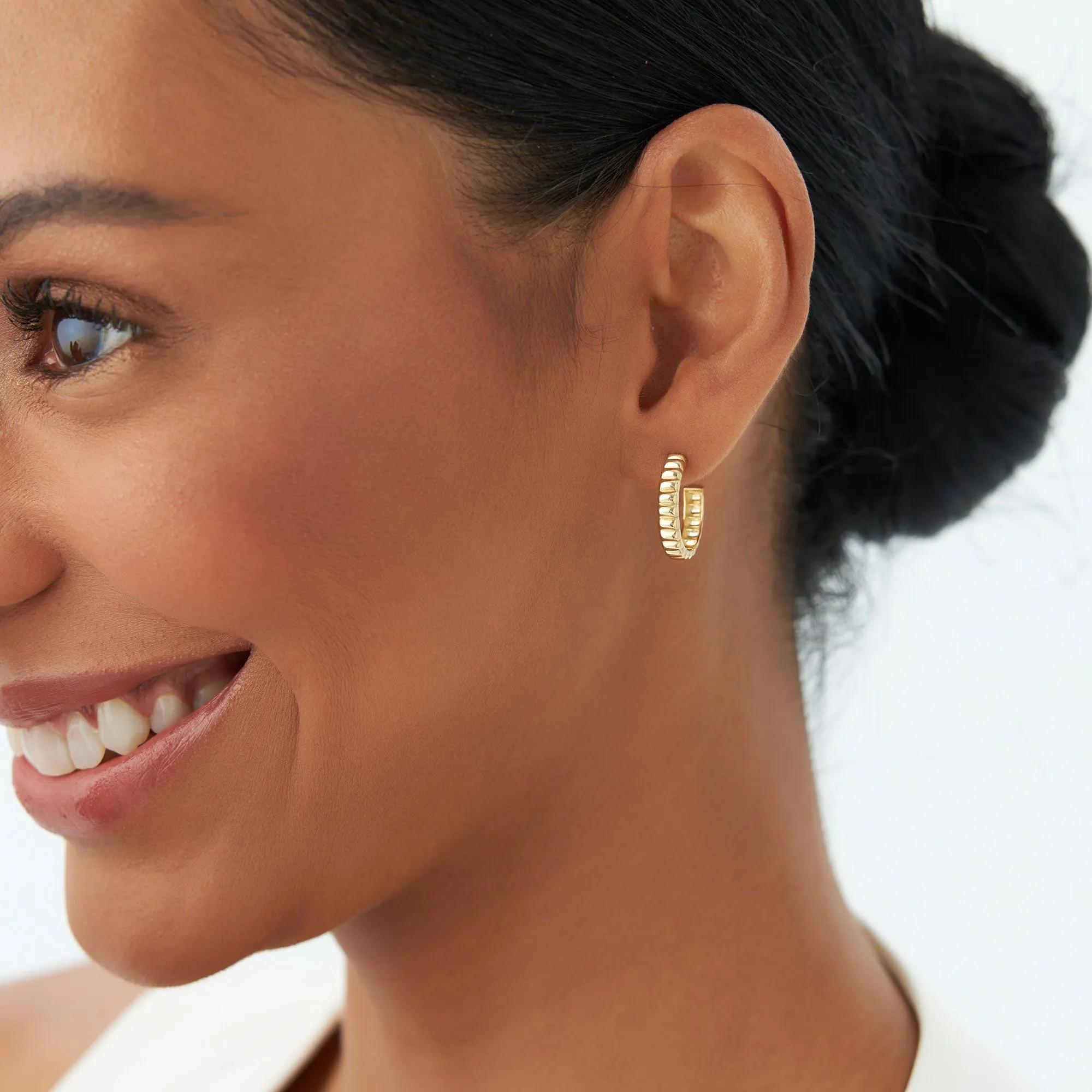 14k Gold Bubble C Hoop Earrings