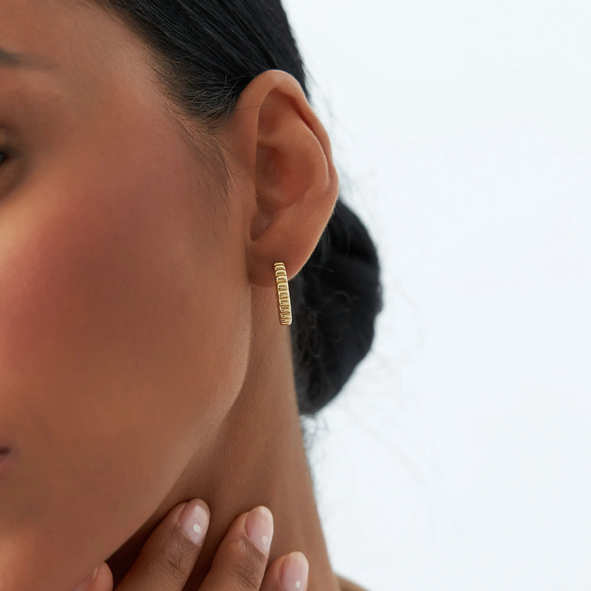 14k Gold Bubble C Hoop Earrings