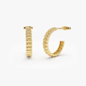 14k Gold Bubble C Hoop Earrings