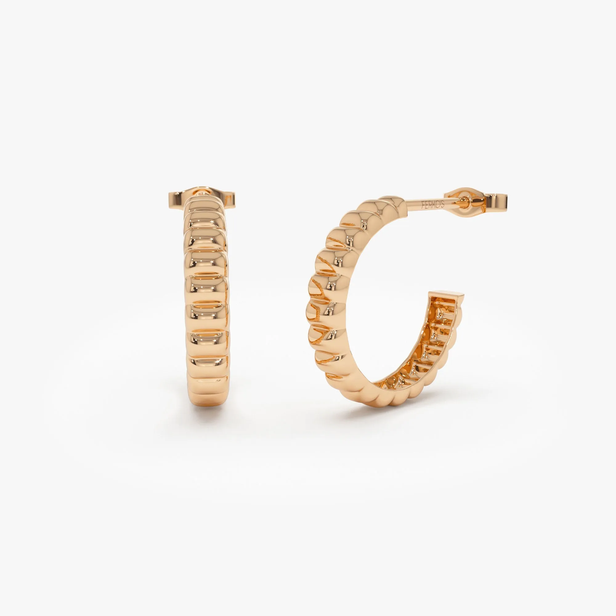 14k Gold Bubble C Hoop Earrings