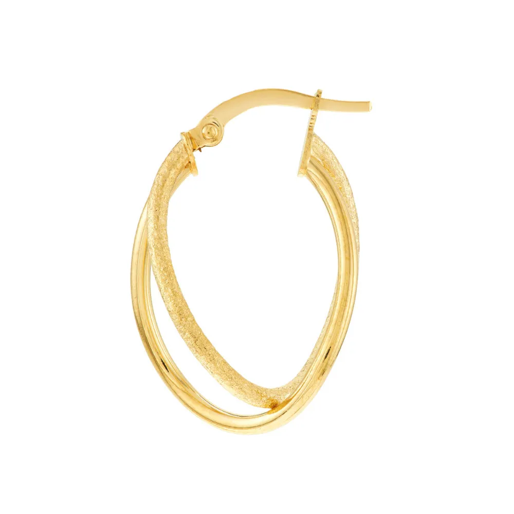 14k Polished & Satin Twisted Hoop Earrings