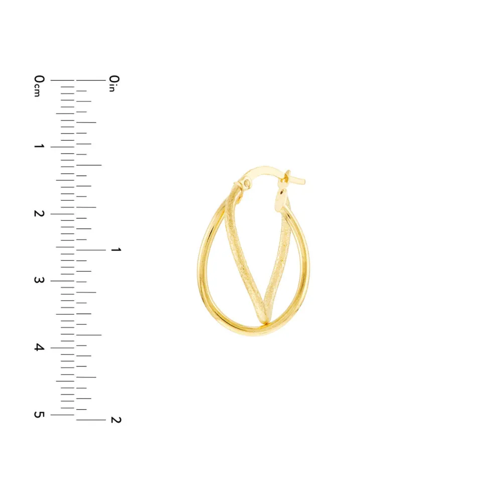 14k Polished & Satin Twisted Hoop Earrings