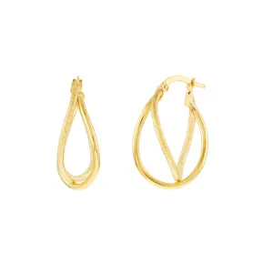 14k Polished & Satin Twisted Hoop Earrings