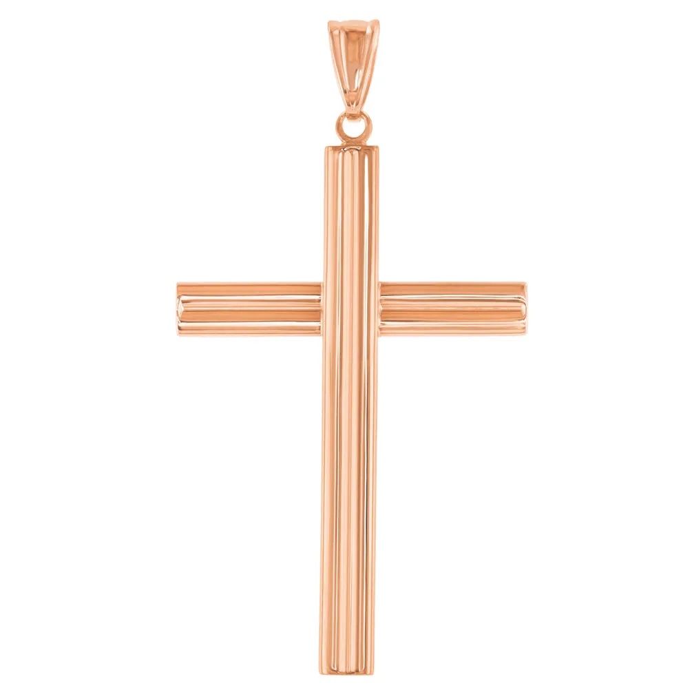 14K Rose Gold Plain Religious Cross Pendant