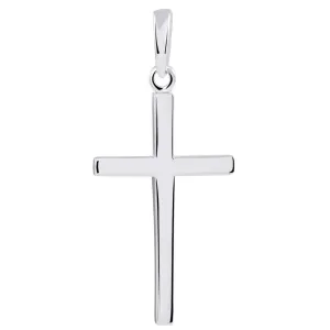 14k Solid White Gold Classic Plain Religious Cross Pendant