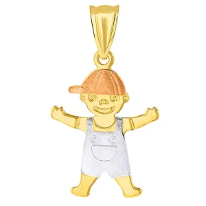 14k Tri Color Gold Little Boy Child Pendant