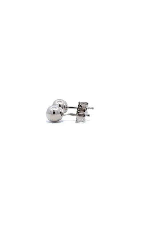 14K WHITE GOLD 5MM BALL STUD EARRINGS  G13763