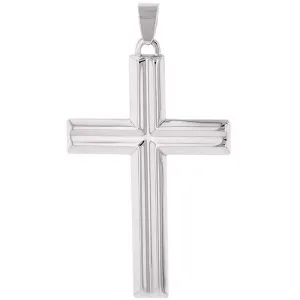 14k White Gold Crucifix Large Religious Cross Pendant