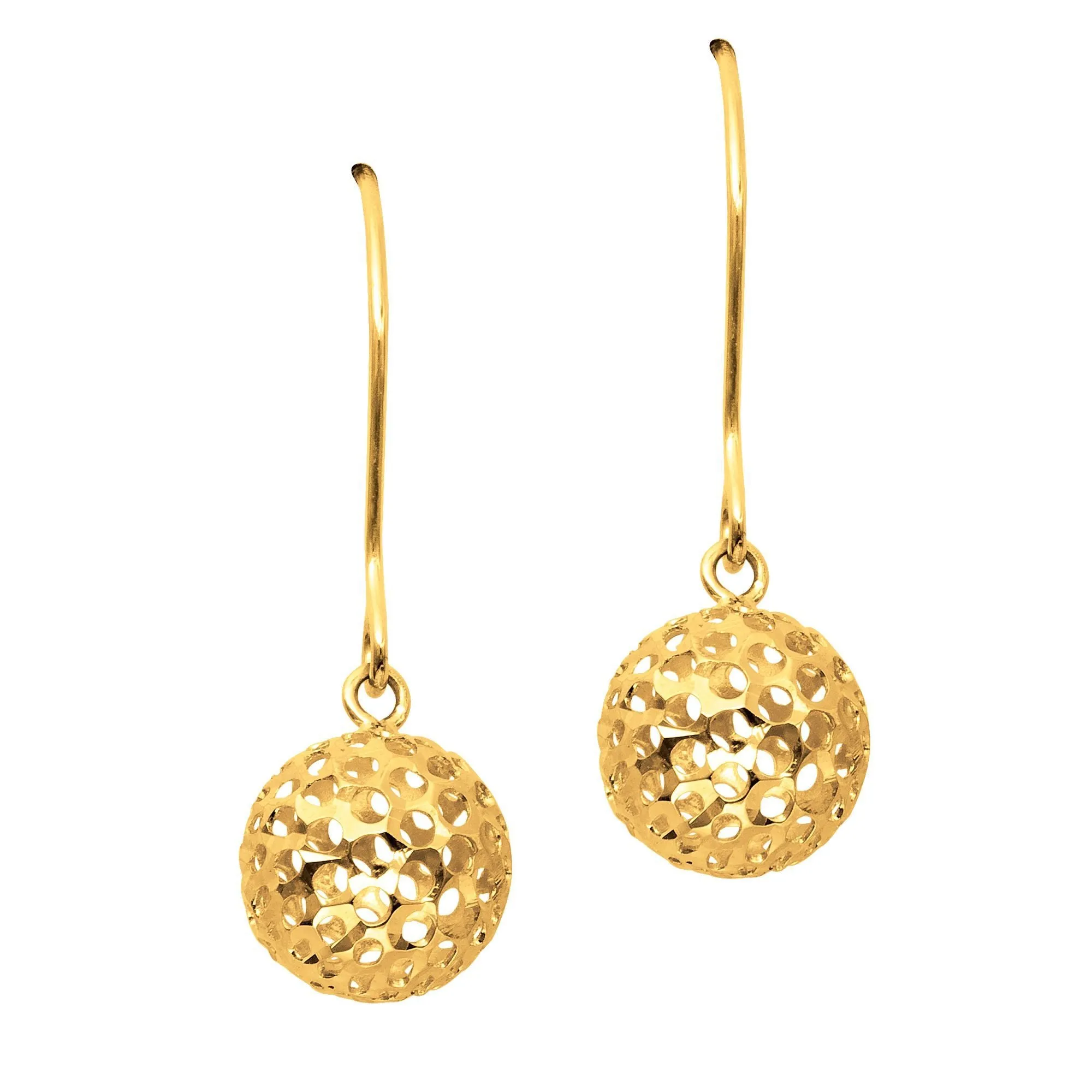 14K Yellow Gold Ball Drop Earrings