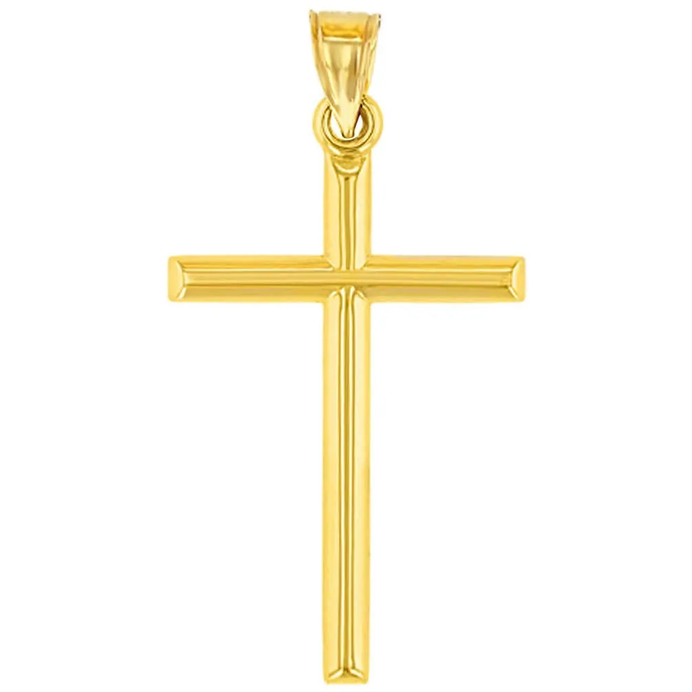 14K Yellow Gold Classic Latin Plain Cross Pendant