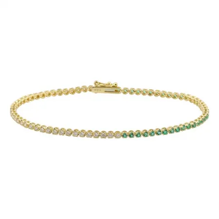 14K Yellow Gold Diamond   Half Gemstone Tennis Bracelet