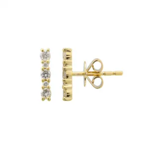 14k Yellow Gold Diamond Stick Stud Earrings