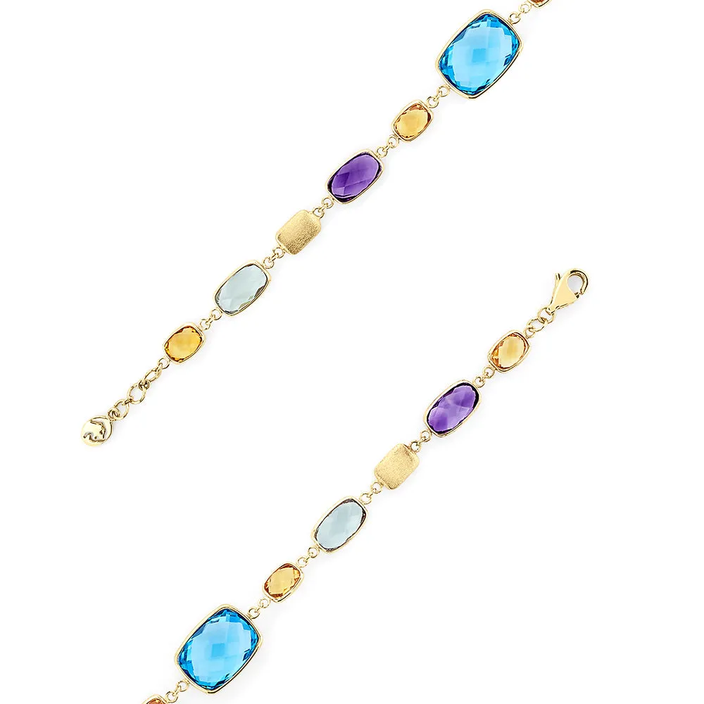 14K Yellow Gold Multi Gemstone Bracelet, 18.80 TCW