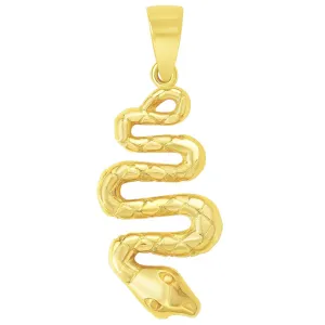 14k Yellow Gold Snake Slithering Down Pendant