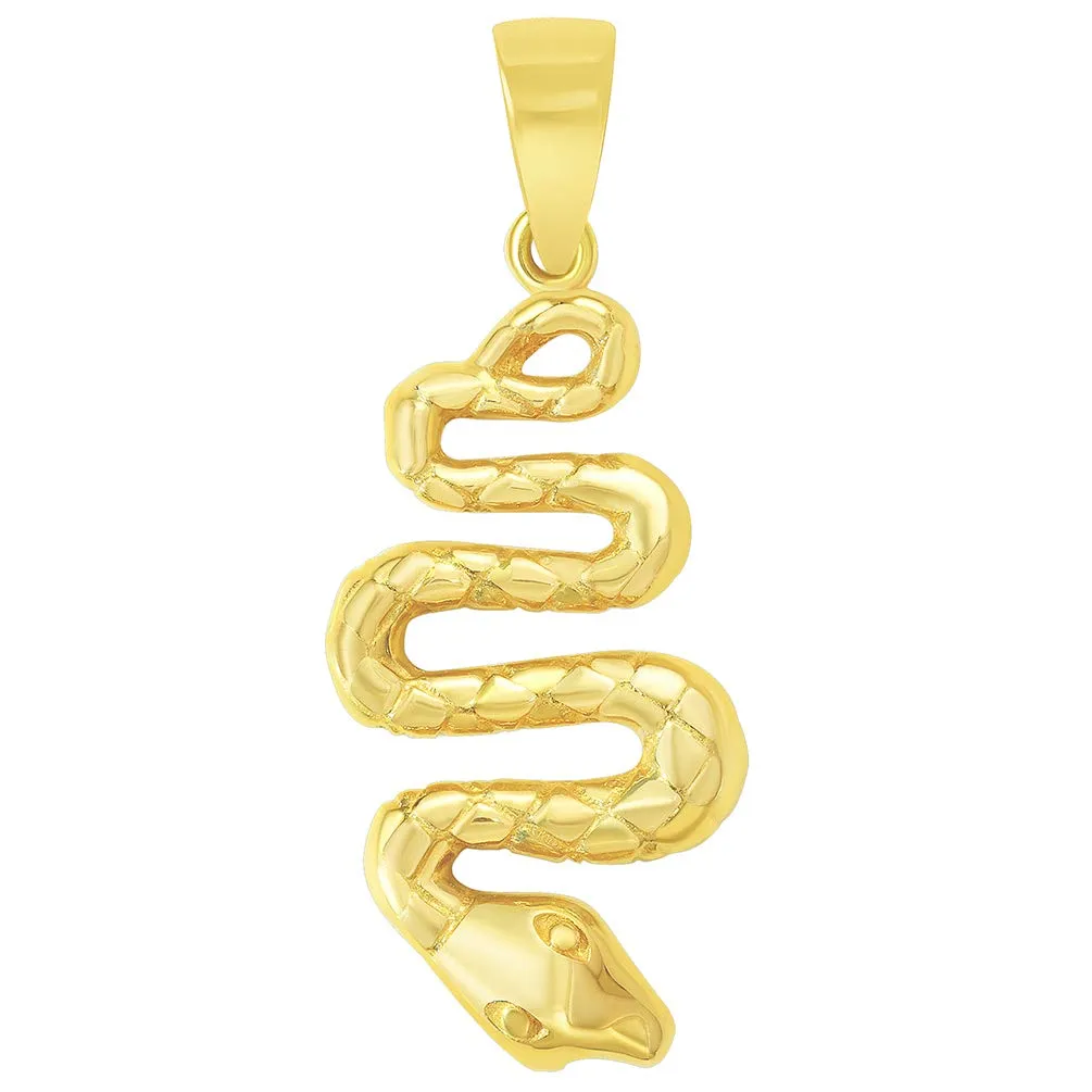 14k Yellow Gold Snake Slithering Down Pendant