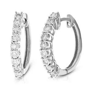 1/5 cttw Round Cut Lab Grown Diamond Hoop Earrings .925 Sterling Silver Prong Set