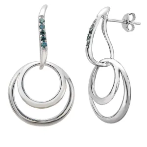 1/7 cttw Blue Diamond Drop Dangle Earrings in Sterling Silver