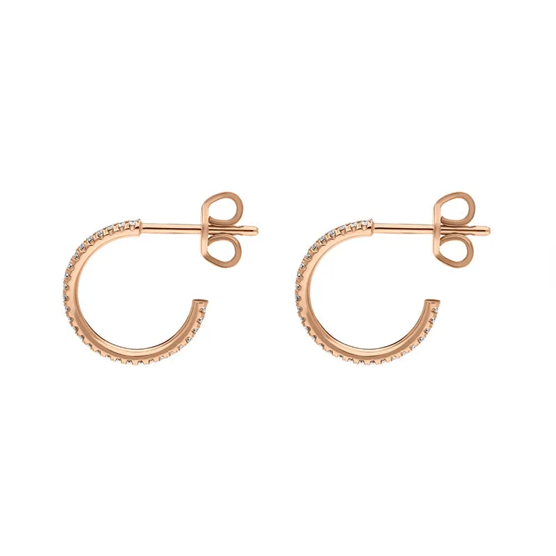 18ct Rose Gold Diamond Hoop Earrings