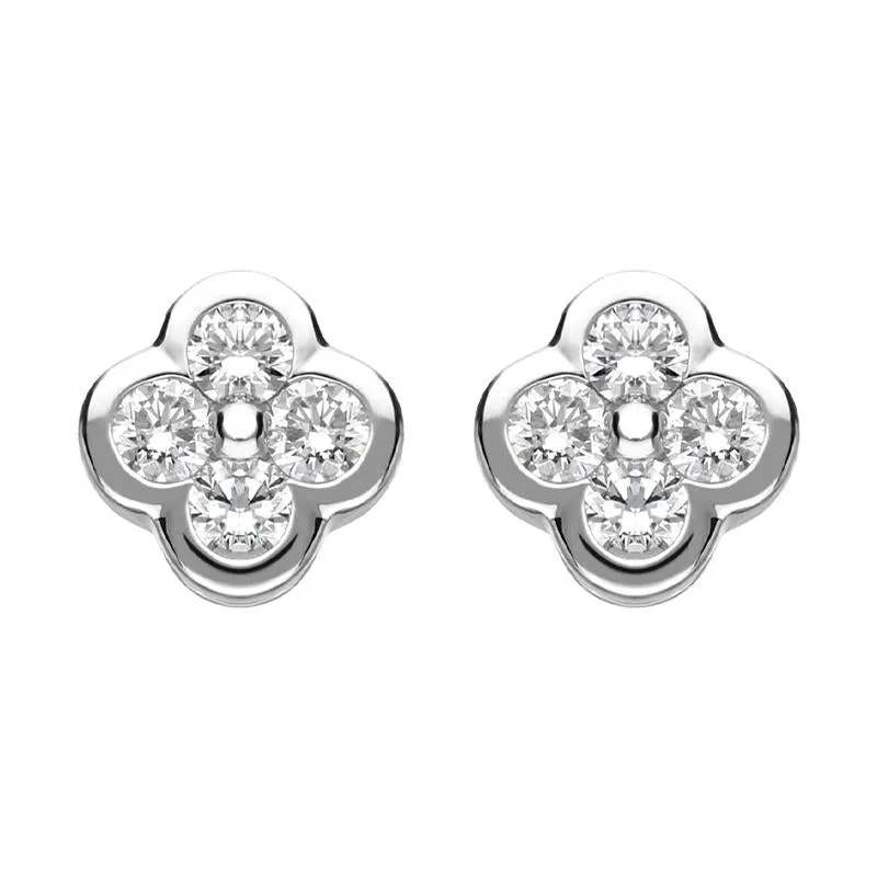 18ct White Gold 0.25ct Diamond Flower Stud Earrings