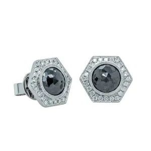 18ct White Gold 2.46ct Black Diamond Halo Stud Earrings