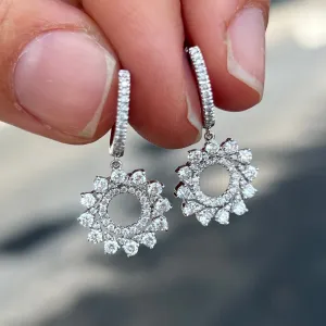 18K White Gold Diamond Circle Dangle Earring