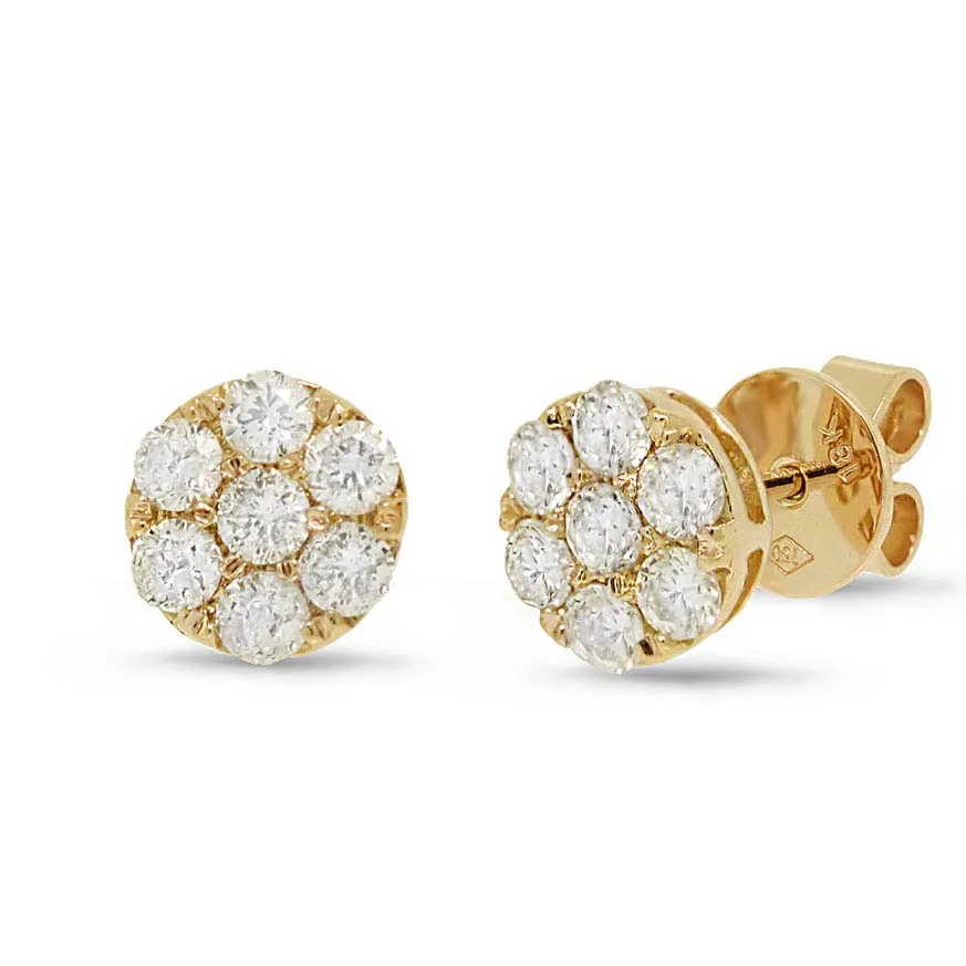 18K White Gold Diamond Cluster Stud Earrings