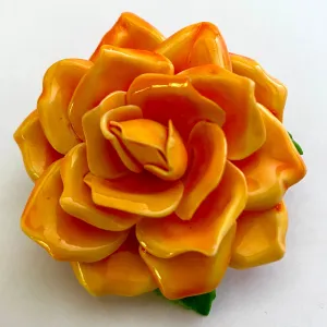 1960s Orange Rose Brooch