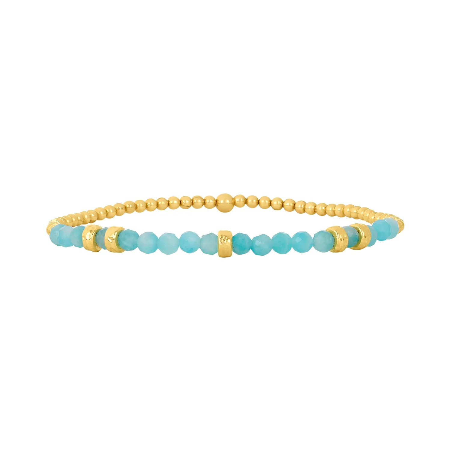 2MM Signature Bracelet with Amazonite and Hammered Rondelles