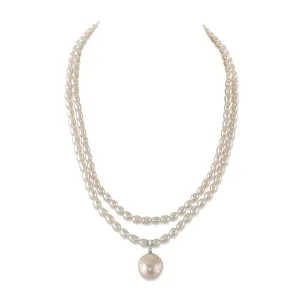 4.5-5.0mm Oval White Freshwater Pearl Double Strand Necklace