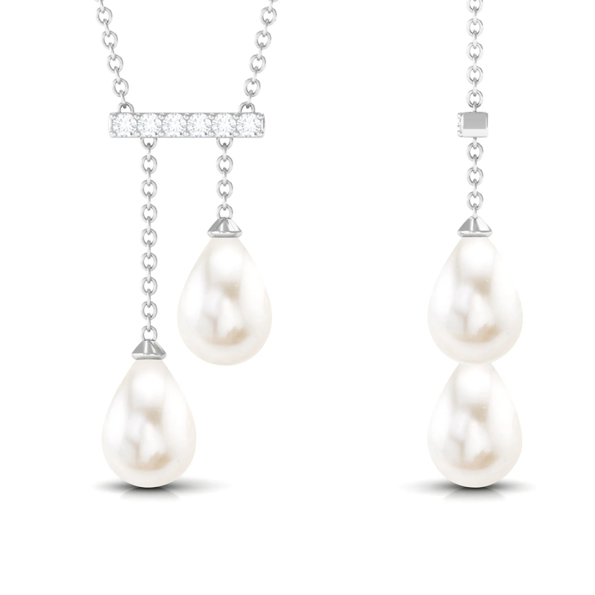 5.75 CT Freshwater Pearl Drop Necklace with Diamond