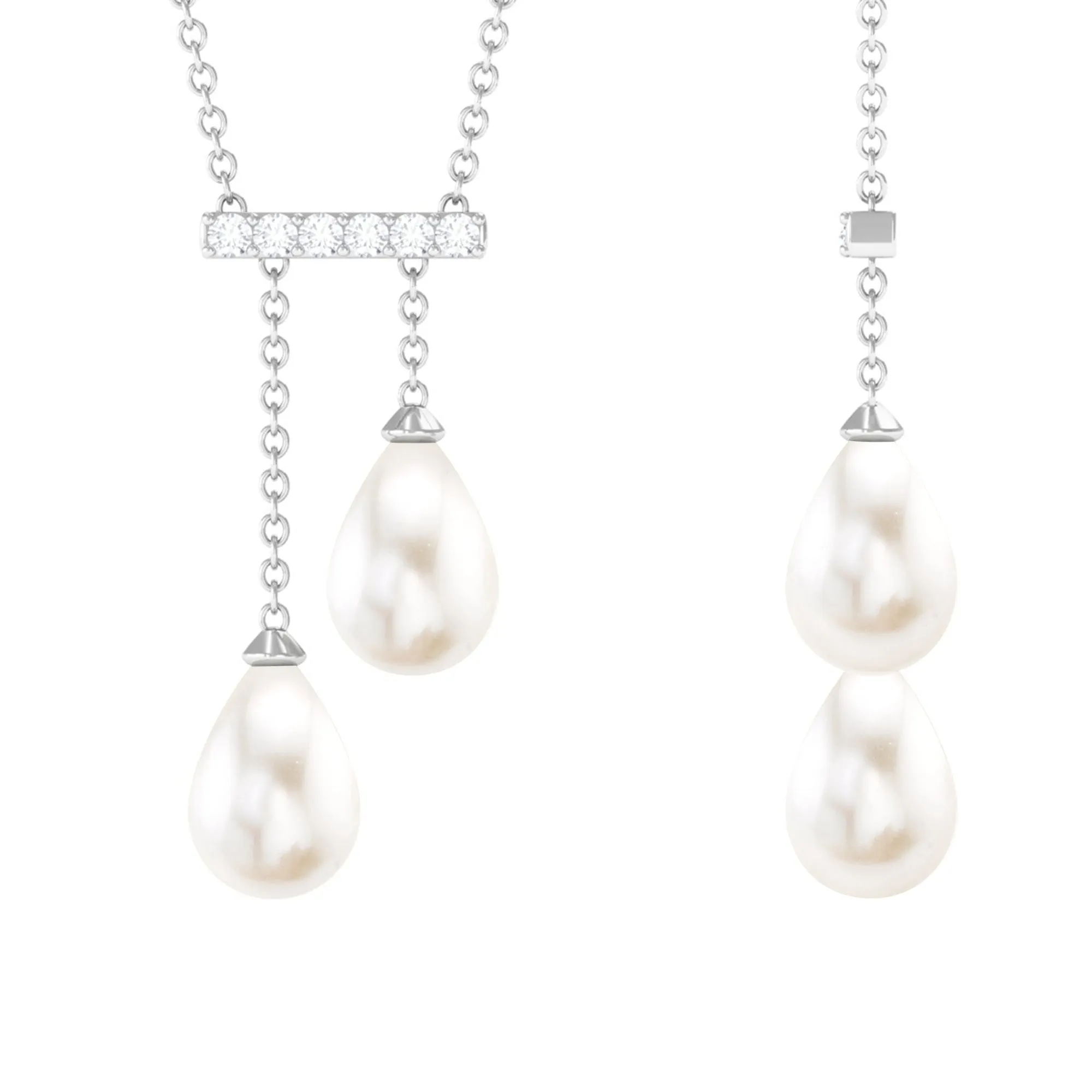 5.75 CT Freshwater Pearl Drop Necklace with Diamond