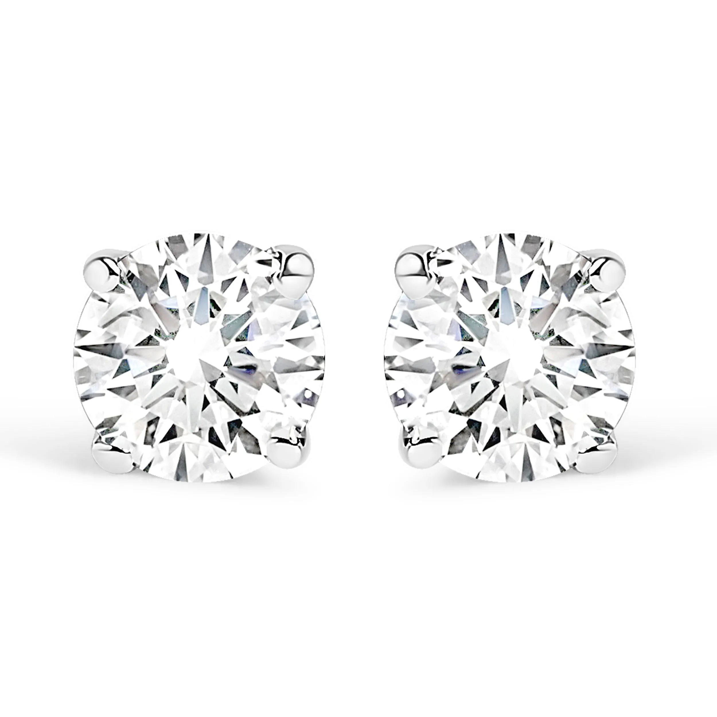 .925 Sterling Silver 5/8 Cttw Round Brilliant-Cut Near Colorless Diamond Classic 4-Prong Stud Earrings