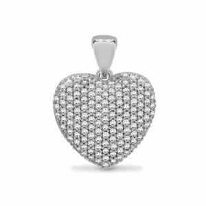 9ct White 0.50ct Pave Set Diamond Heart