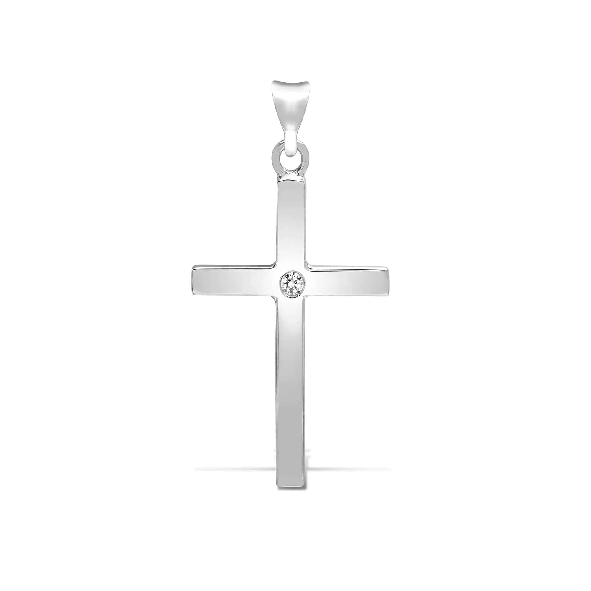 9ct White Gold Diamond Cross