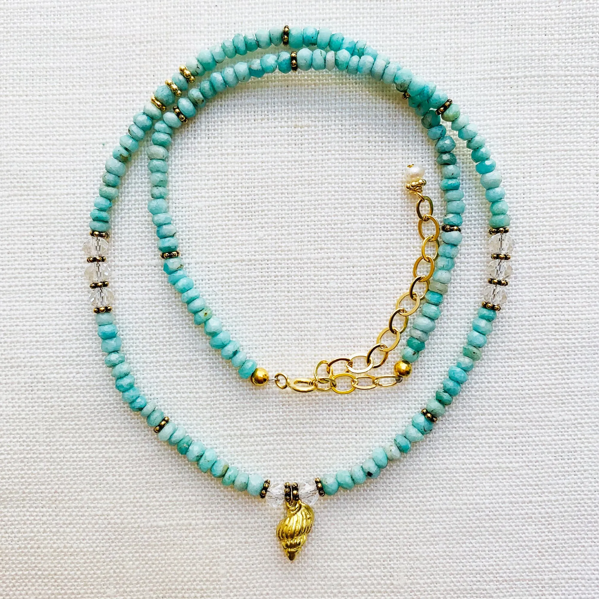 Amazonite Seashell  Necklace