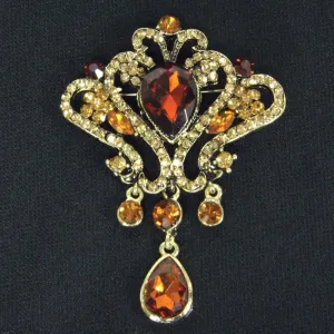 Amber Jeweled Brooch